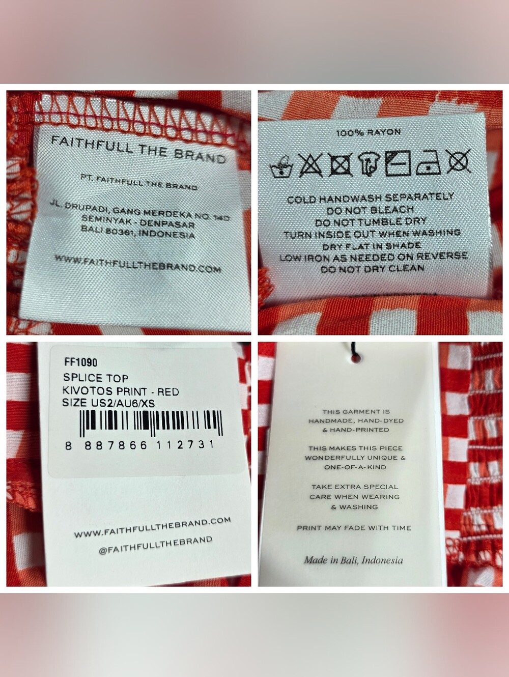 FAITHFULL THE BRAND Red plaid peplum camisole with front tie - Picture 15 of 16
